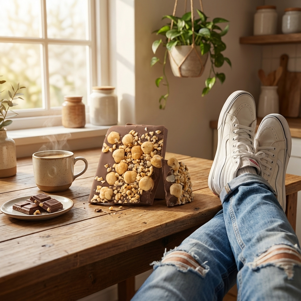 Tavolette spezzate di cioccolato al latte con nocciole