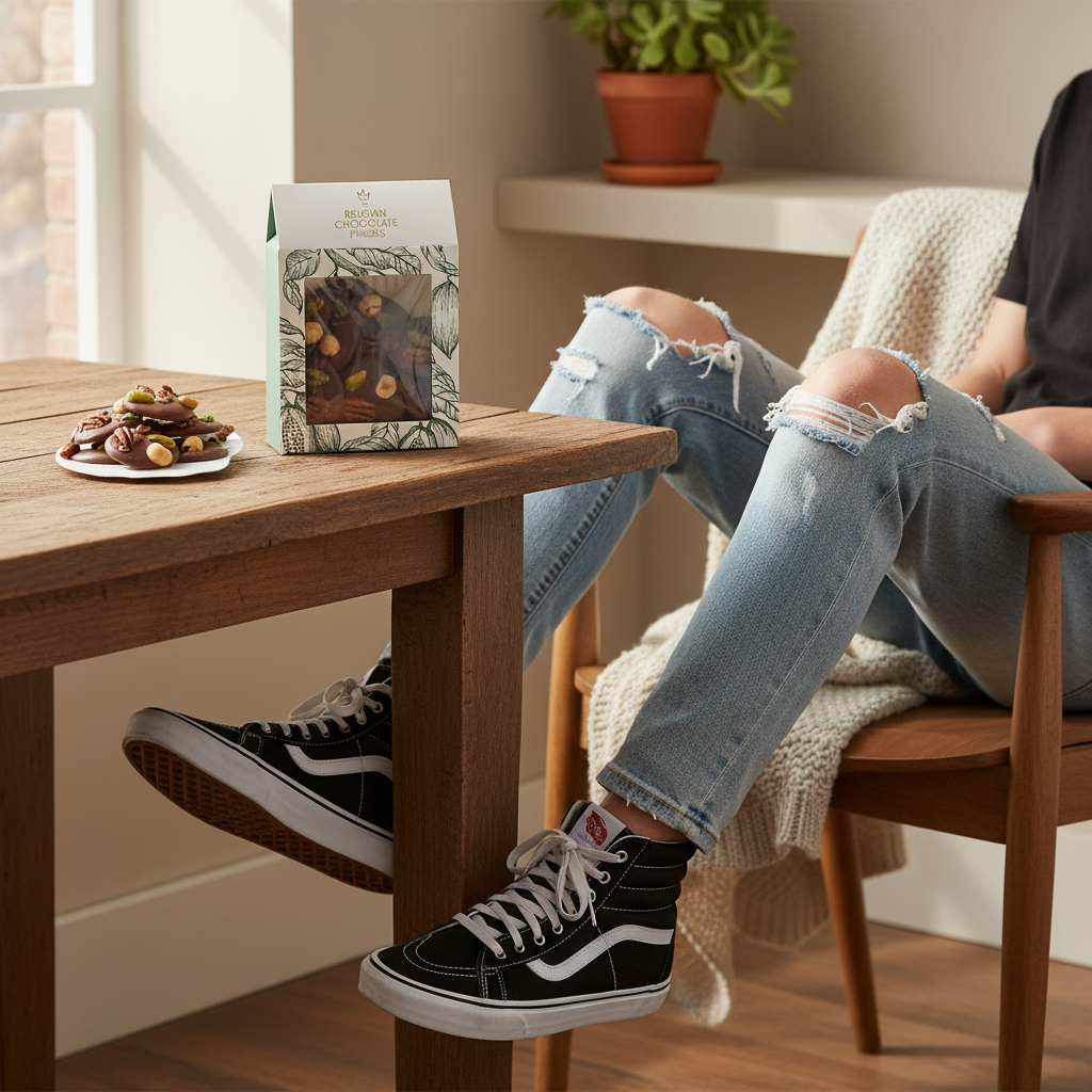 Mendiants al cioccolato al latte con pezzetti di noci pecan, pistacchio, uvetta e nocciole