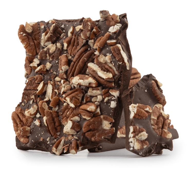 Barritas rotas de chocolate negro con nuez