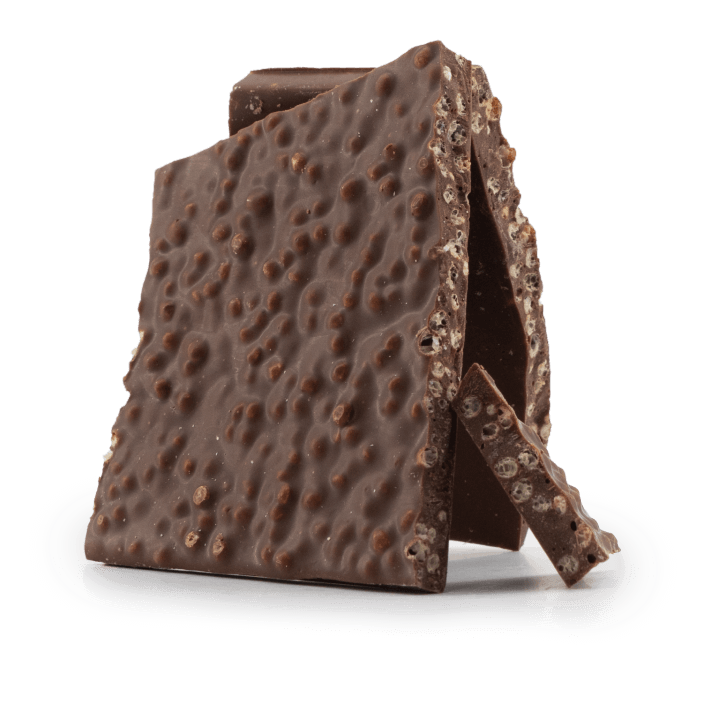 Barritas rotas de chocolate con leche y arroz inflado