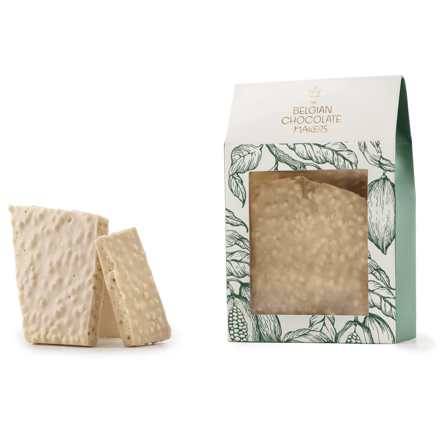 Barritas rotas de chocolate blanco con arroz inflado