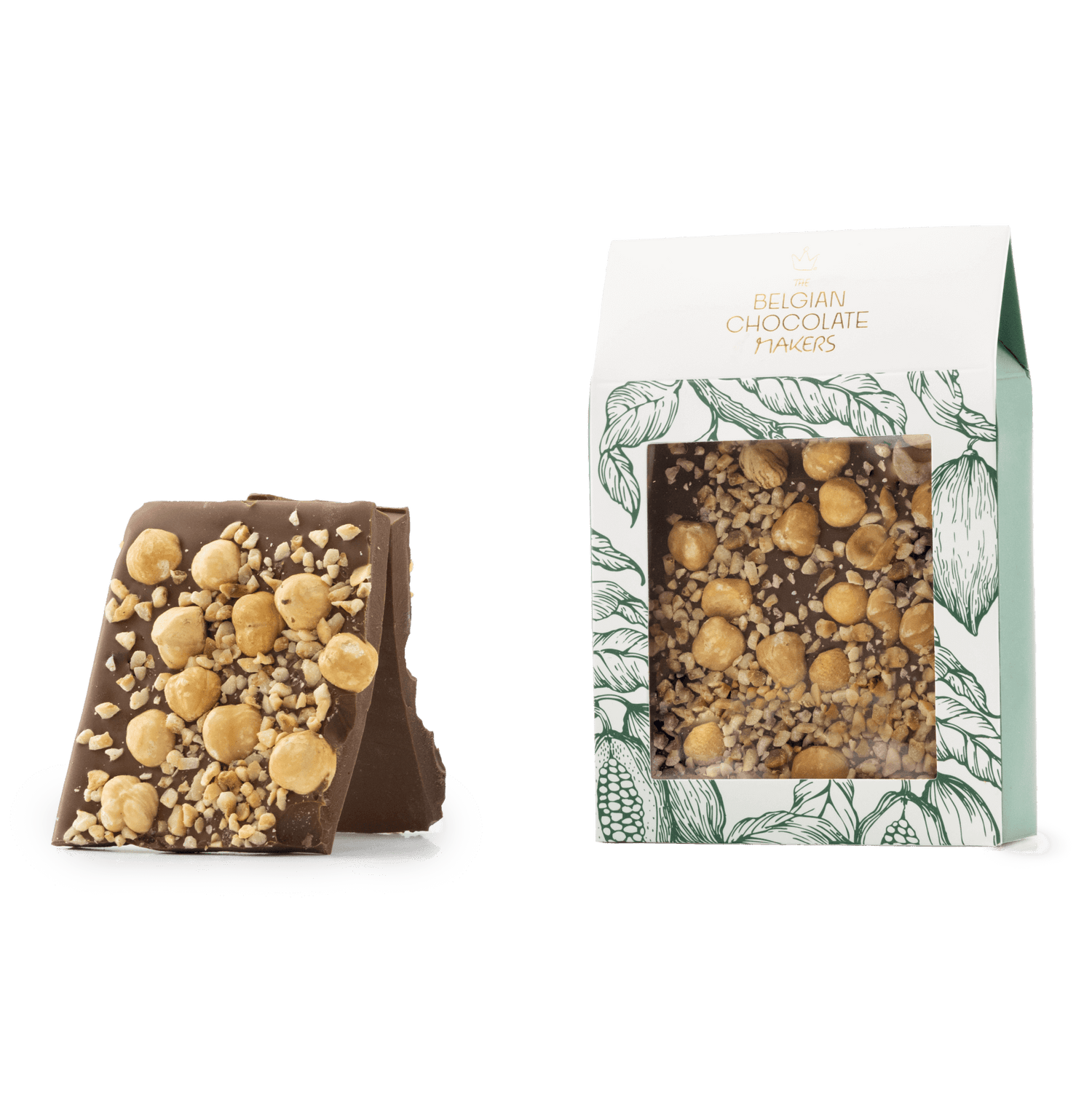 Barritas rotas de chocolate con leche y avellanas