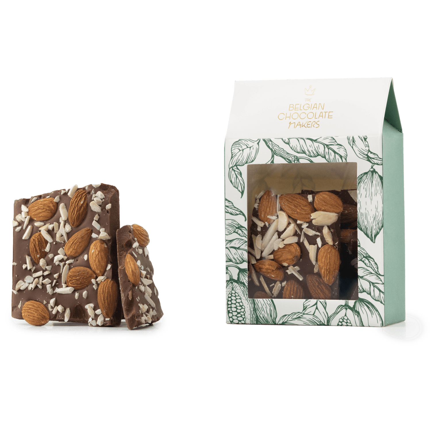 Tavolette spezzate di cioccolato al latte con mandorle