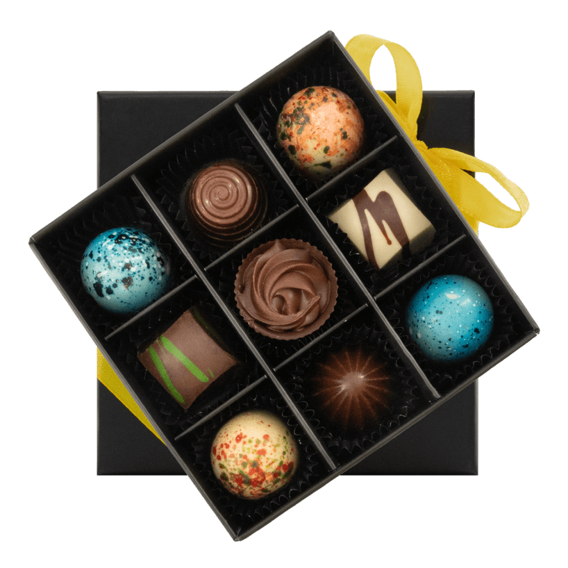 Tentación negra caja de 9 pralinés de chocolate 135g