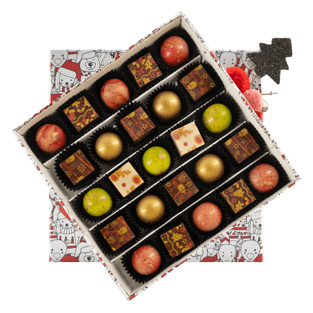 Boîte de Noël 25 pralines 375g