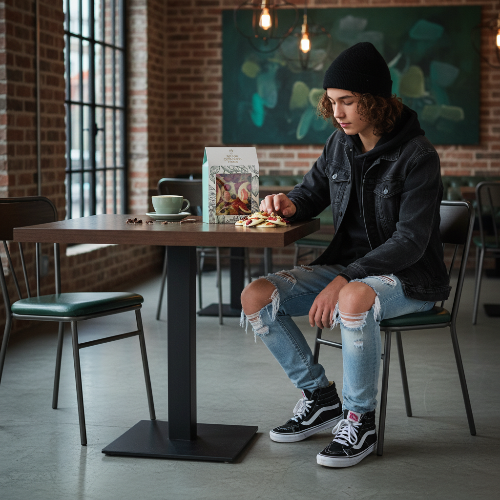 Mendiants de chocolate blanco con trocitos de pistacho, almendra, fresa y grosella negra
