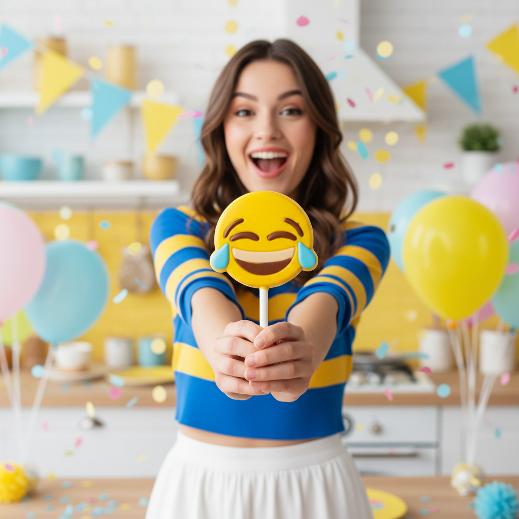 Piruleta emoji joy de chocolate blanco 30g