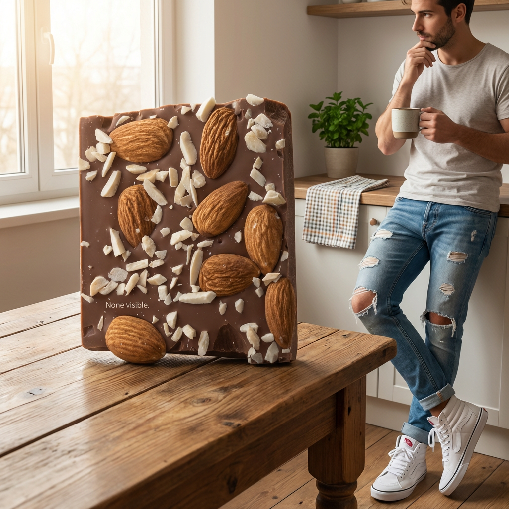 Milk chocolate broken bars with almond