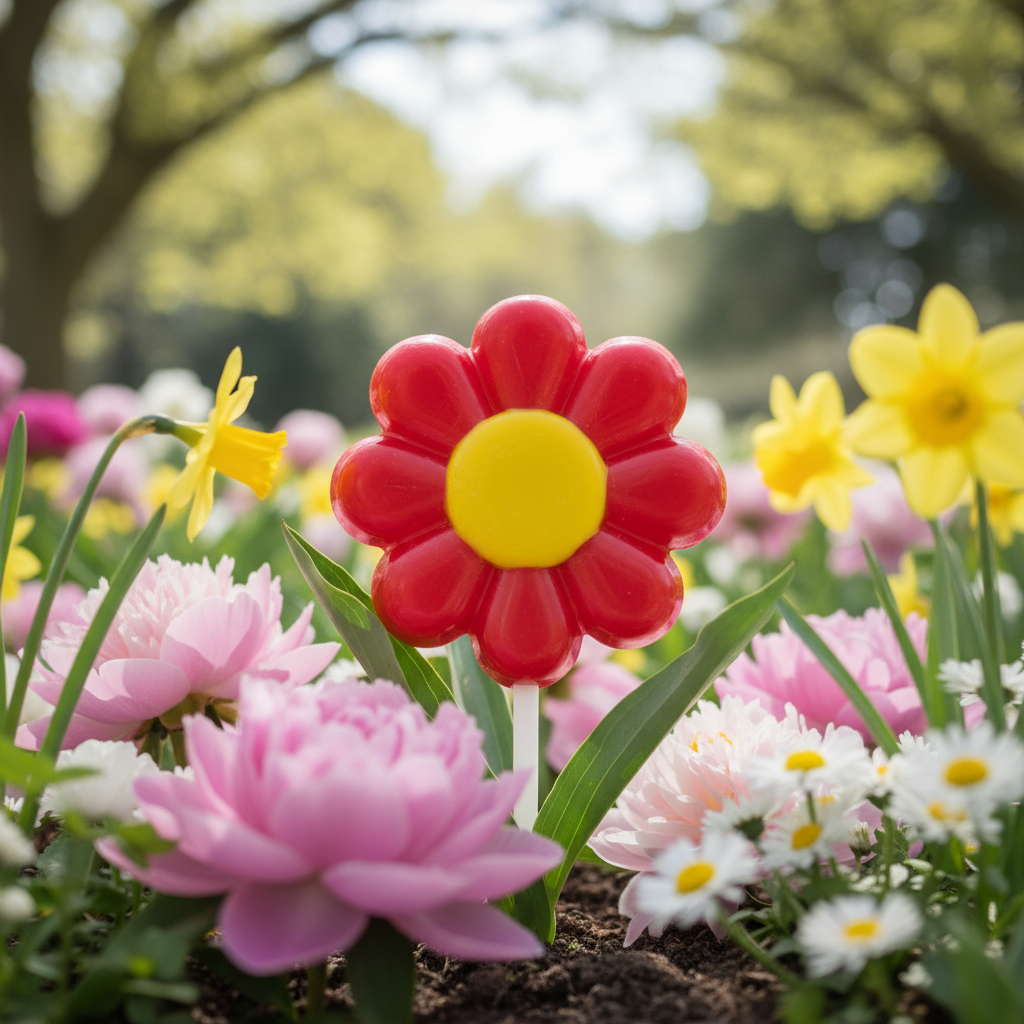 White chocolate red flower lollipop 20g