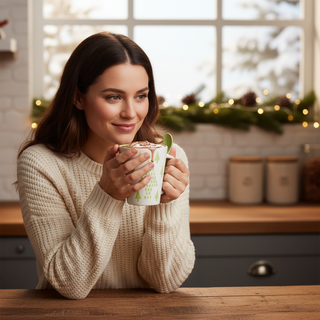 Gocce di cioccolato fondente in tazza con albero di Natale 200g