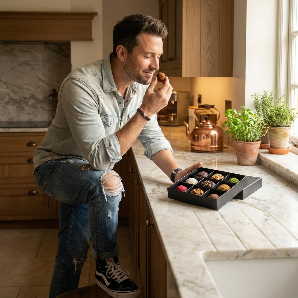 Black temptation box of 9 chocolate truffles 135g