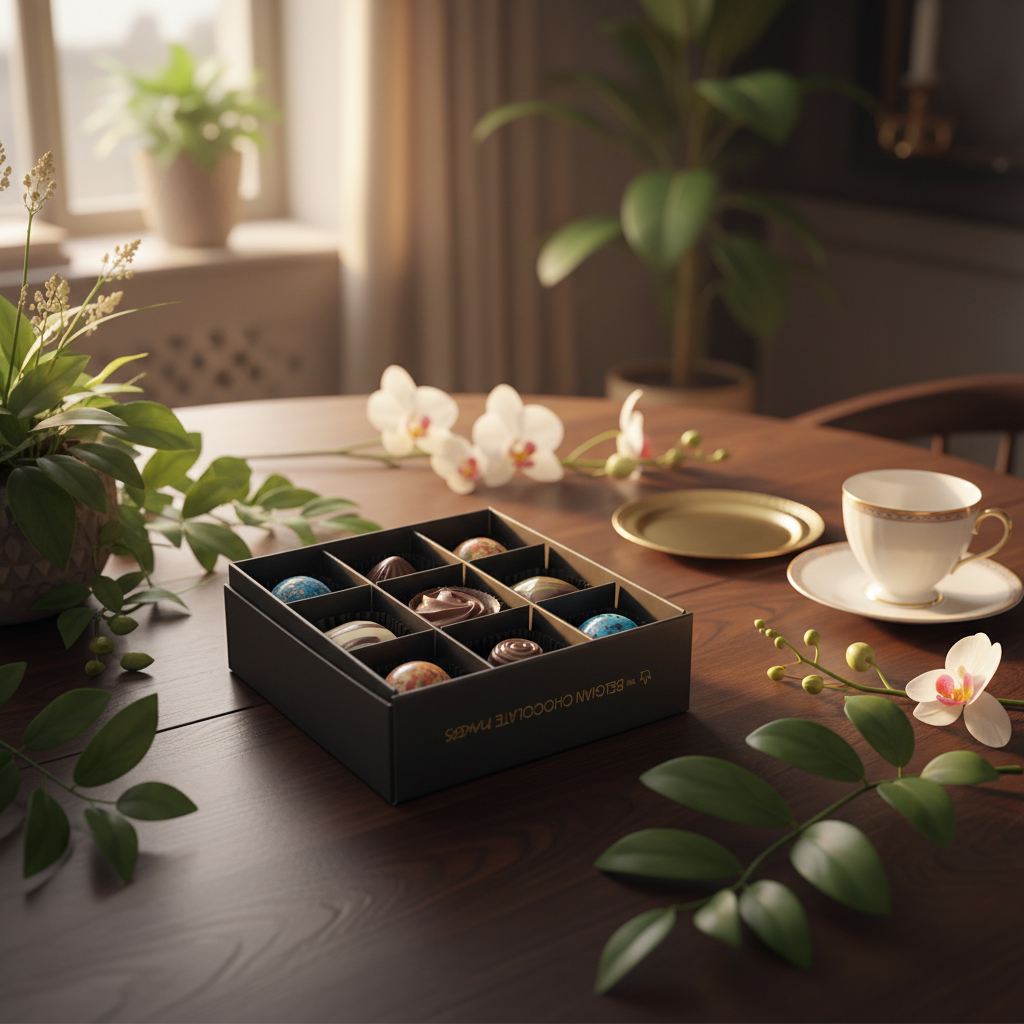 Black temptation box of 9 chocolate pralines 135g