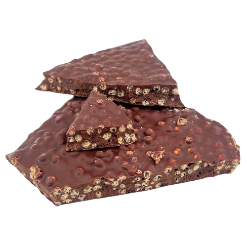 Barres brisées au chocolat noir avec du riz soufflé