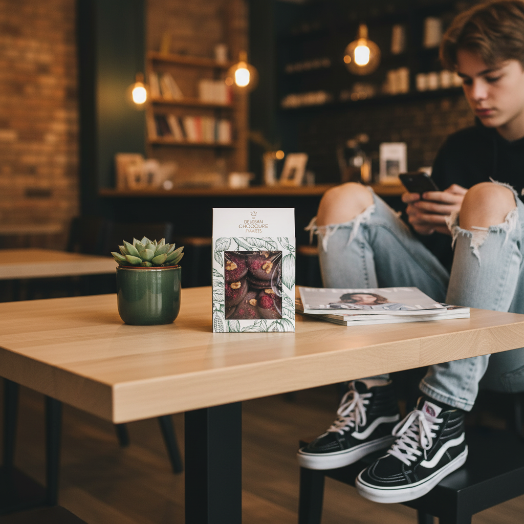 Mendiants de chocolate con leche y trocitos de nuez, arándano, grosella negra y frambuesa