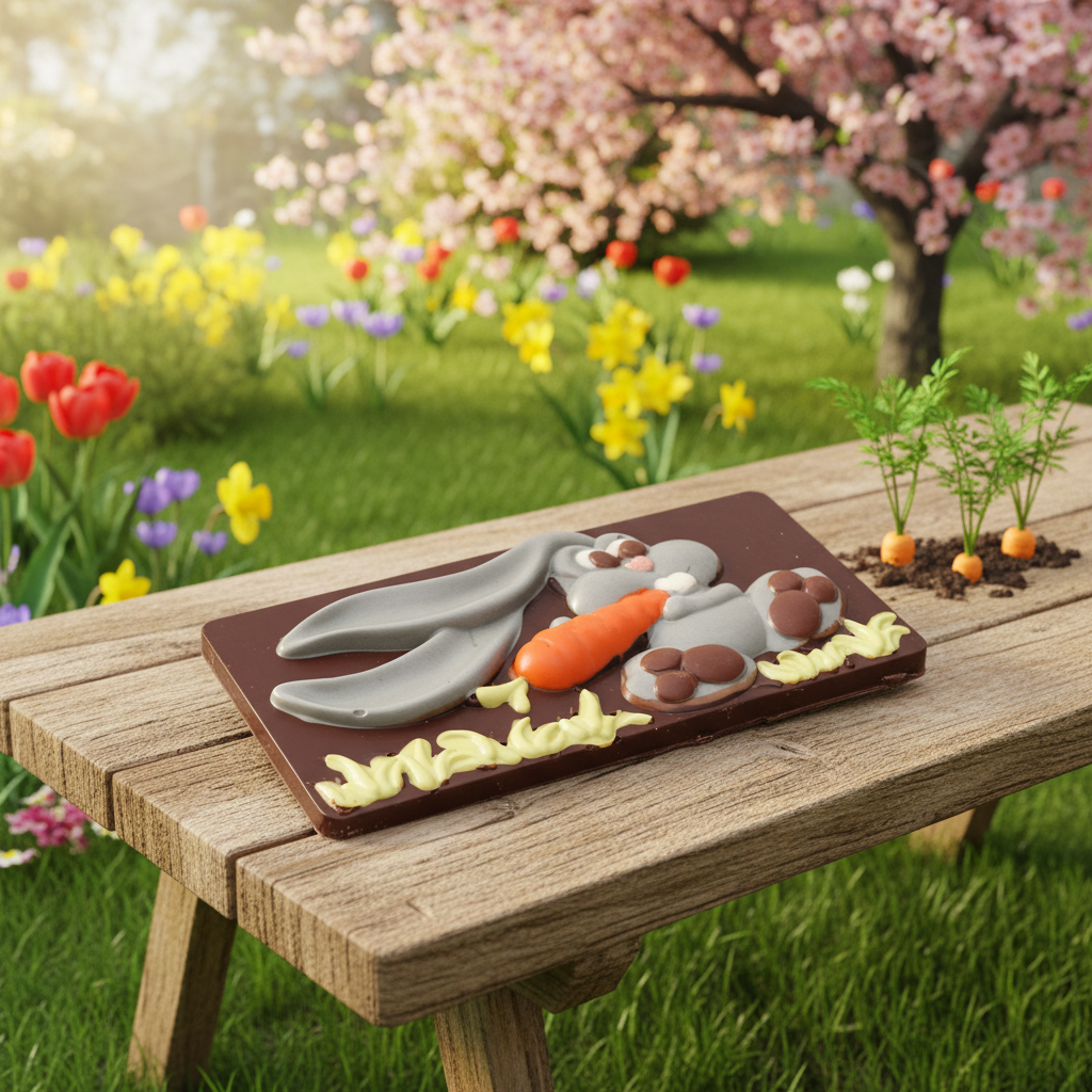 Tavoletta di cioccolato fondente coniglietto pasquale 100g