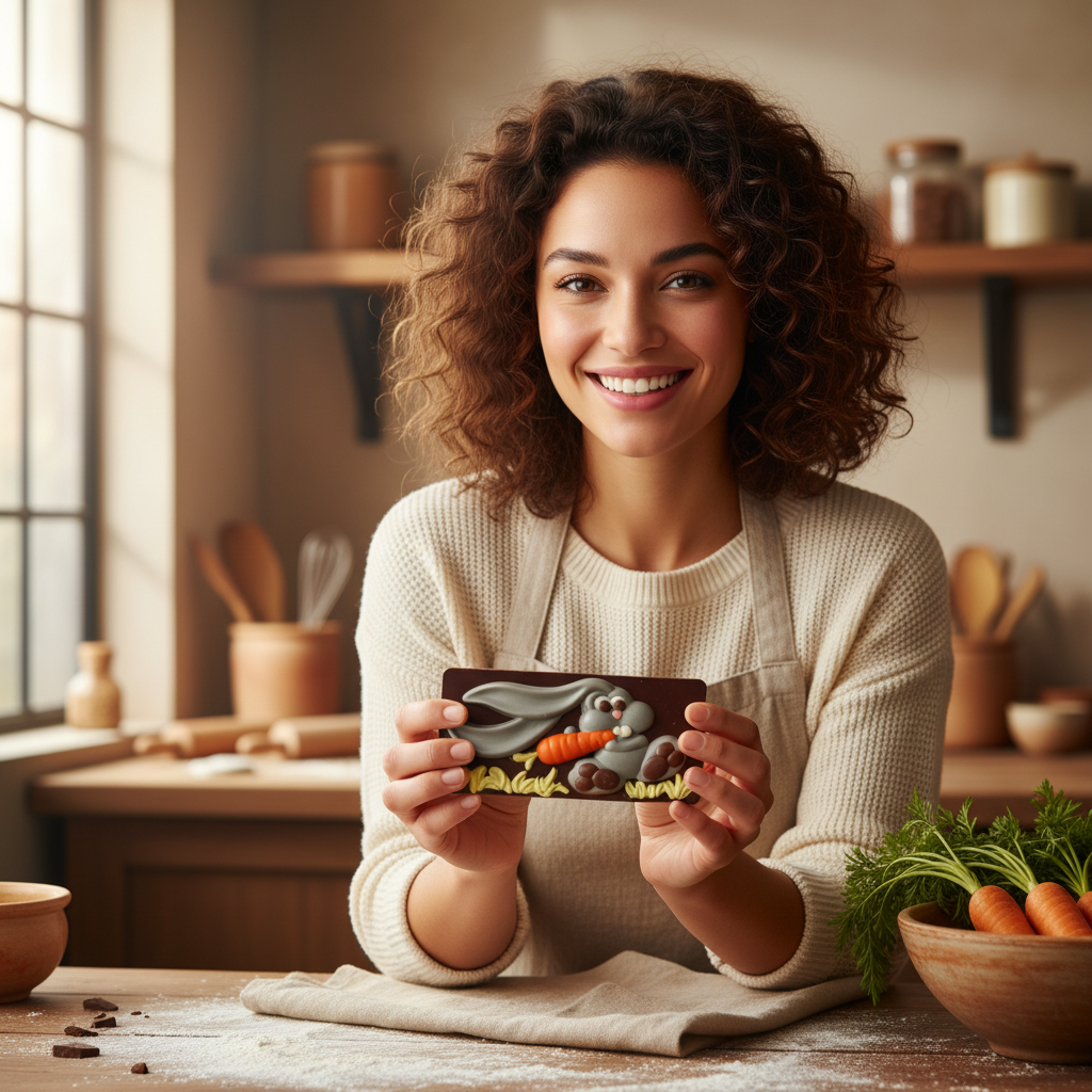 Tavoletta di cioccolato fondente coniglietto pasquale 100g