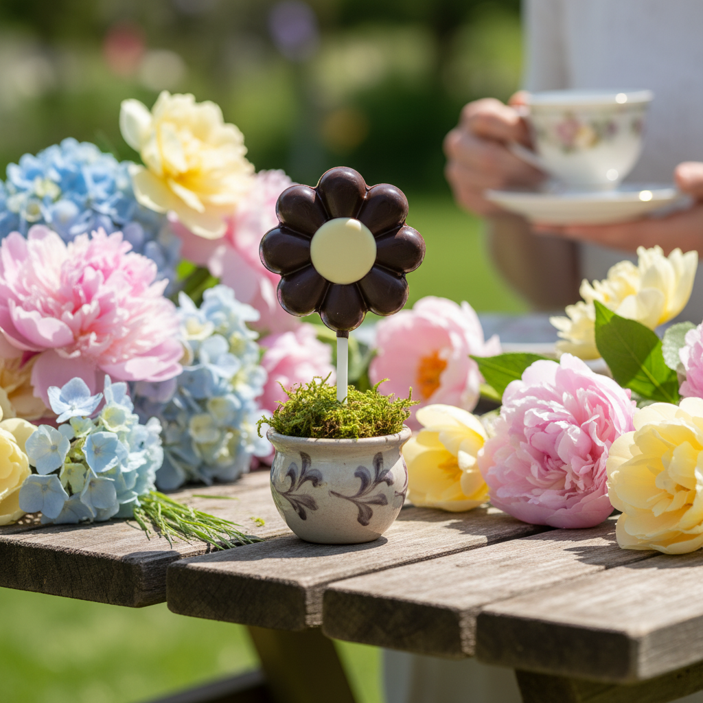 Dark chocolate flower lollipop 20g