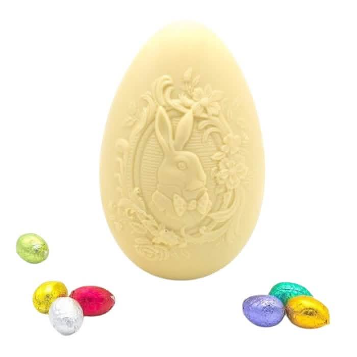 Bunny Easter egg (white) with 5 small eggs 320 Grs - The Belgian Chocolate Makers