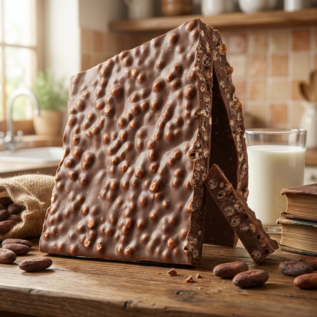 Barritas rotas de chocolate con leche y arroz inflado