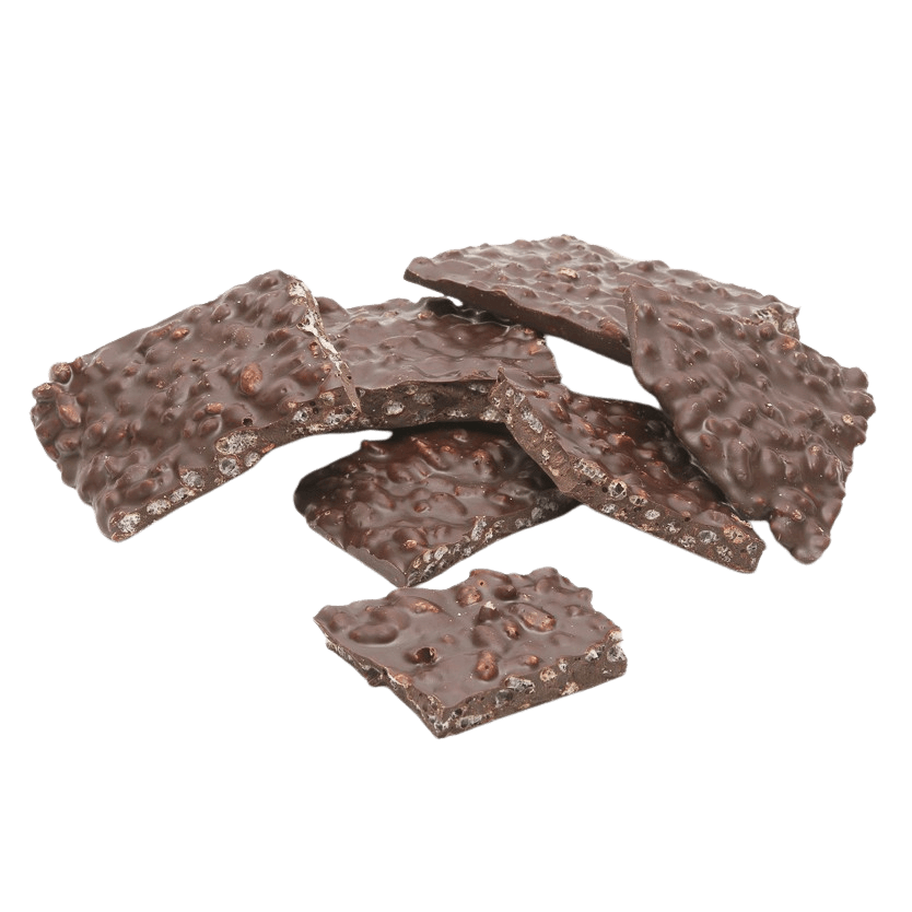 Dark chocolate broken bars with puffed rice