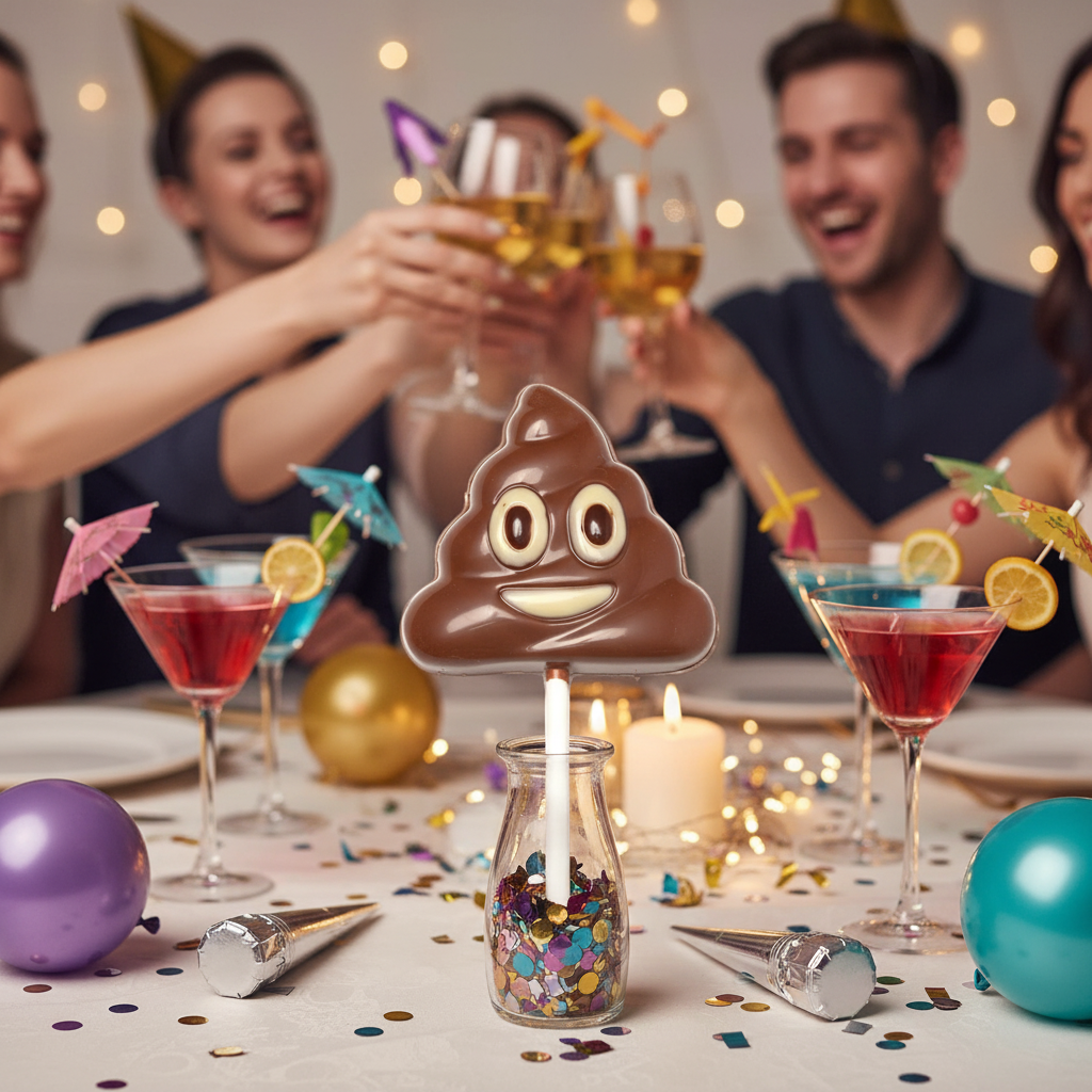 Piruleta de chocolate con leche emoji caca 30g