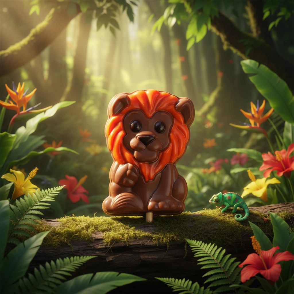 Milk chocolate orange mane lion lollipop 25g