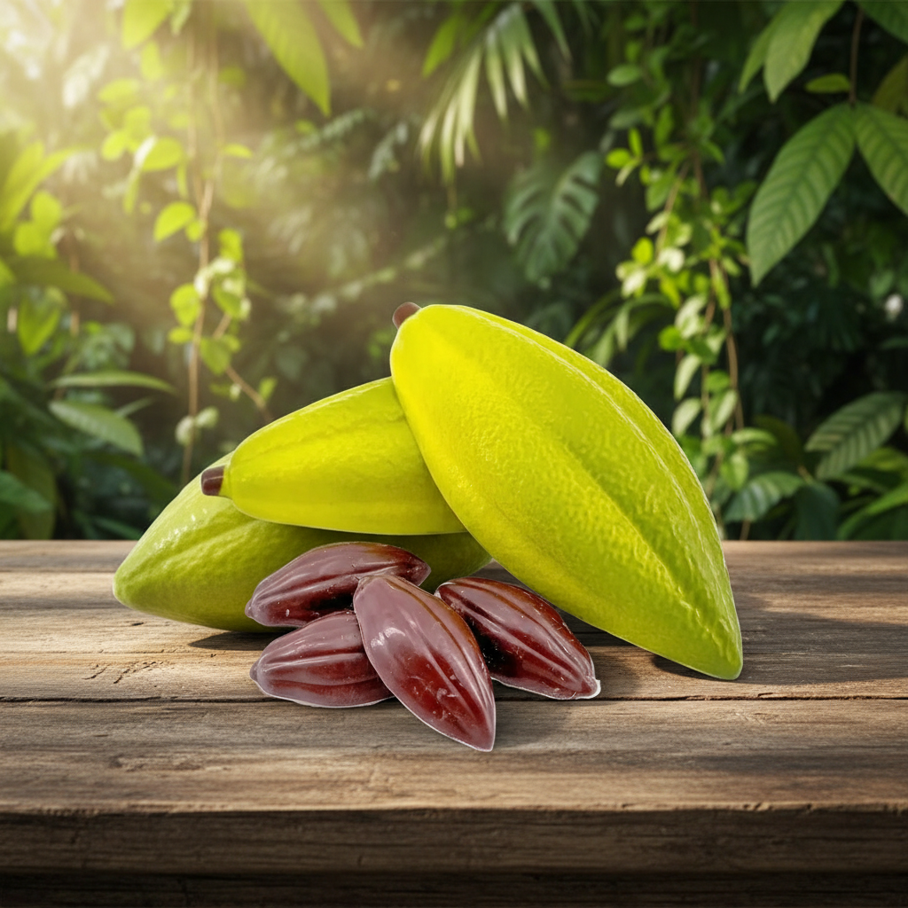 Dark chocolate cacao pod with pralines 100g