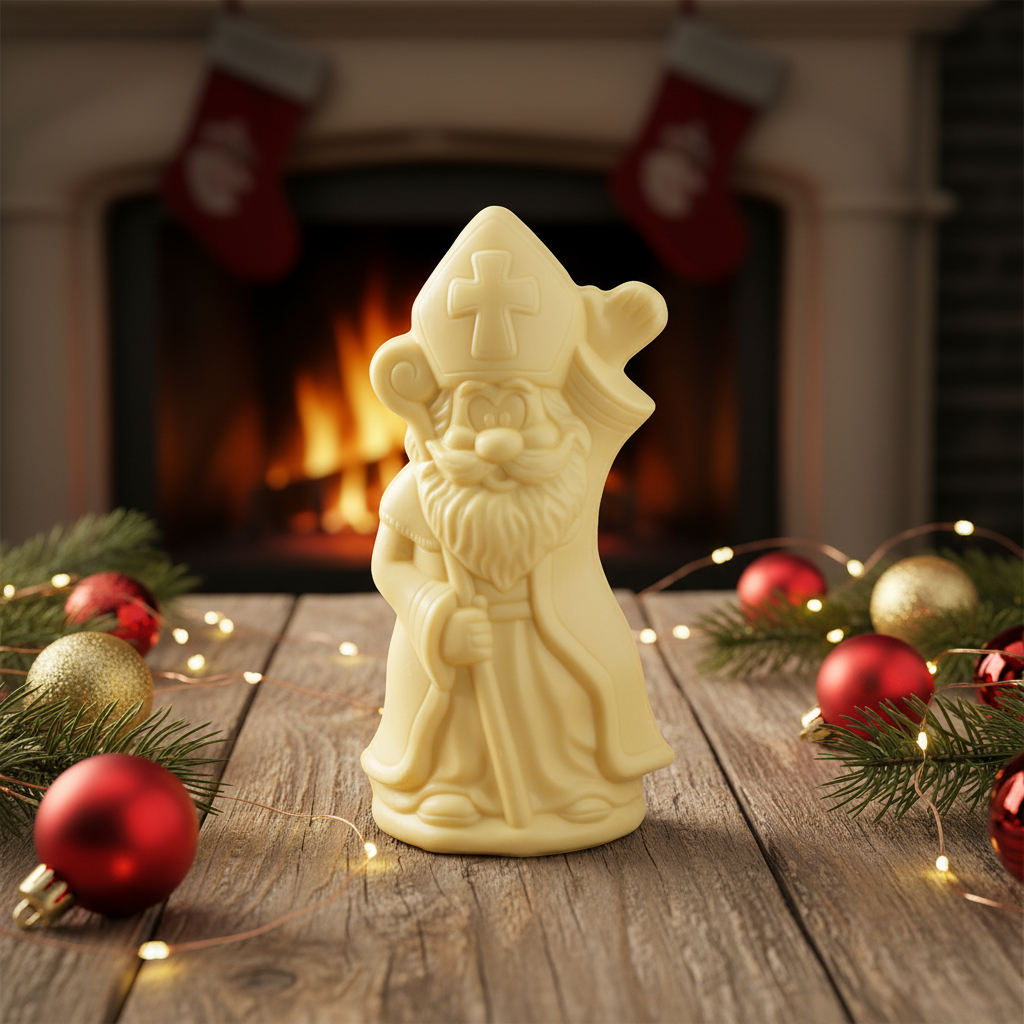 San Nicola di cioccolato bianco con scettro 250g