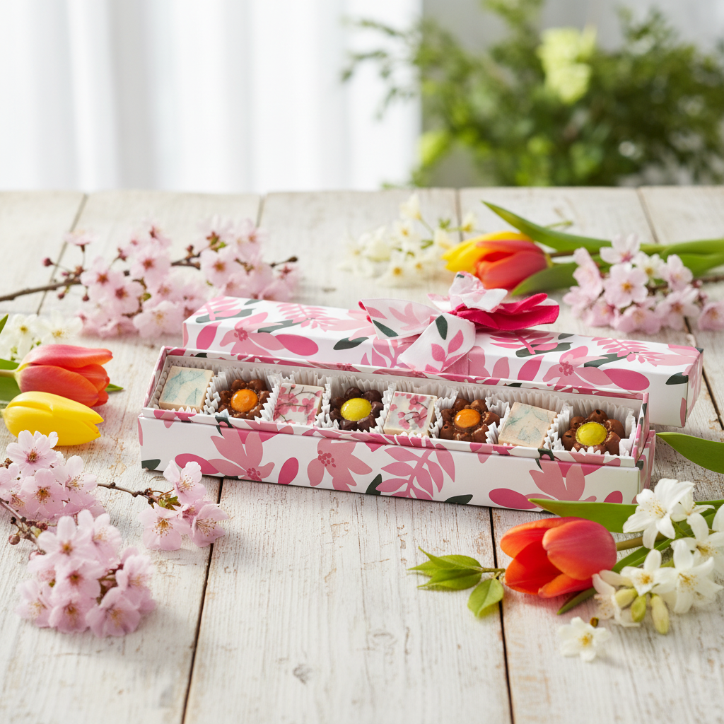 Scatola primavera di 7 praline 135g