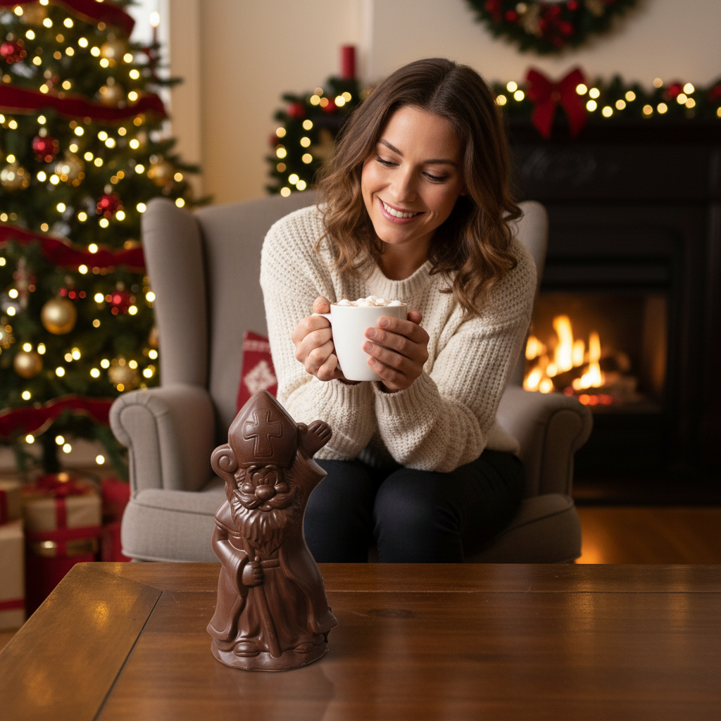 San Nicola di cioccolato fondente con scettro 250g