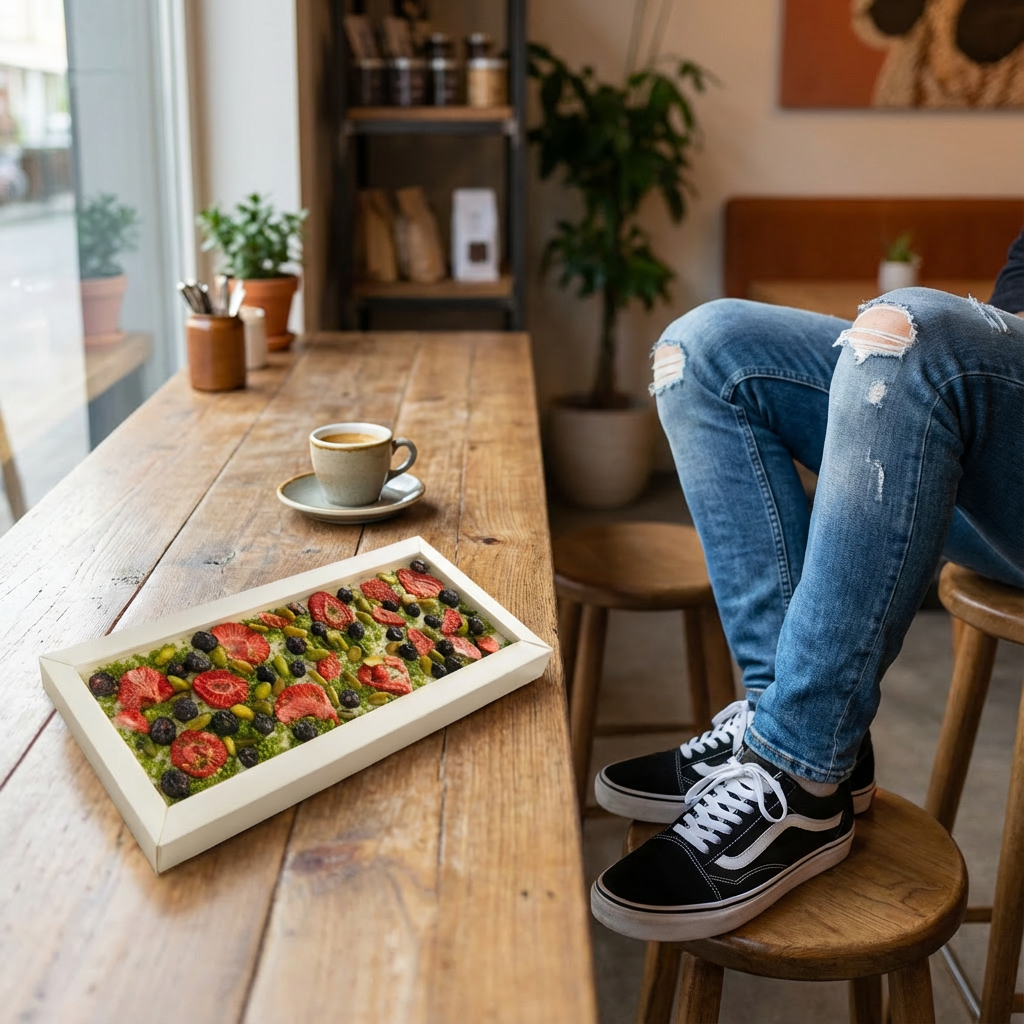 Tavoletta di cioccolato bianco Fantasy 550 gr con pezzi di fragola, pistacchio e mirtillo