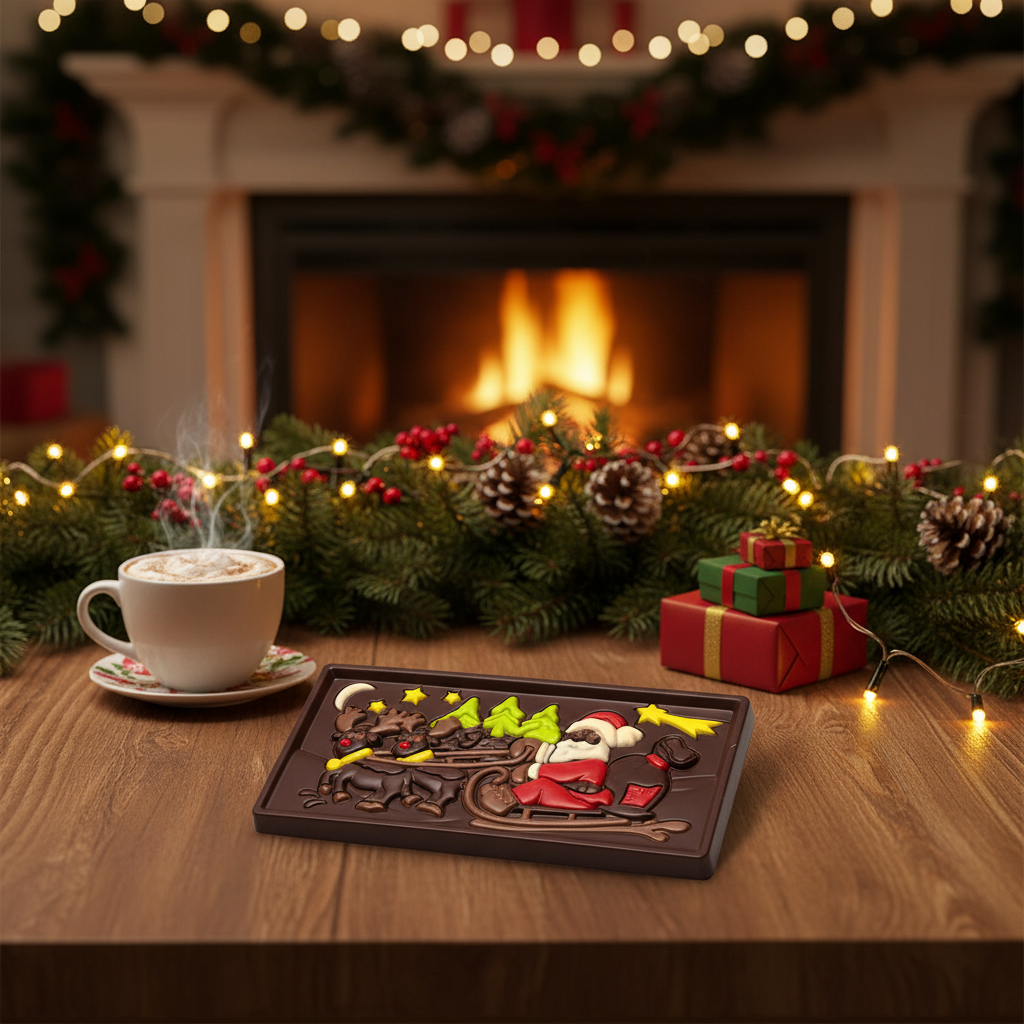 Tavoletta di cioccolato fondente Santa on a sledge 105g