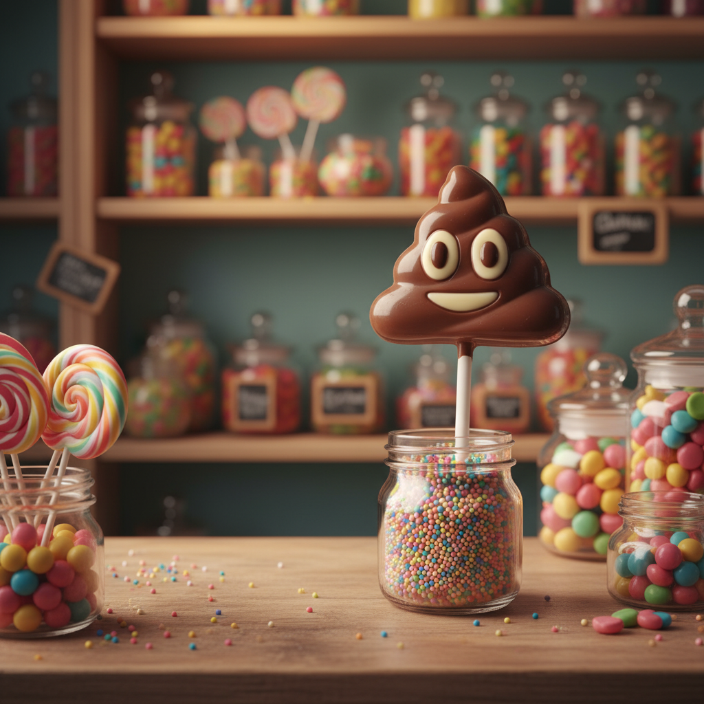 Piruleta de chocolate con leche emoji caca 30g