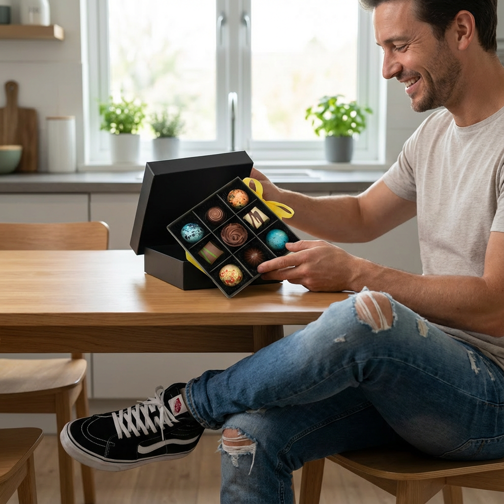 Black temptation box of 9 chocolate pralines 135g