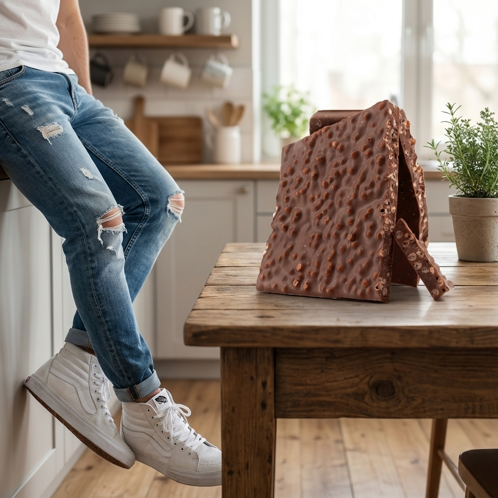 Dark chocolate broken bars with puffed rice
