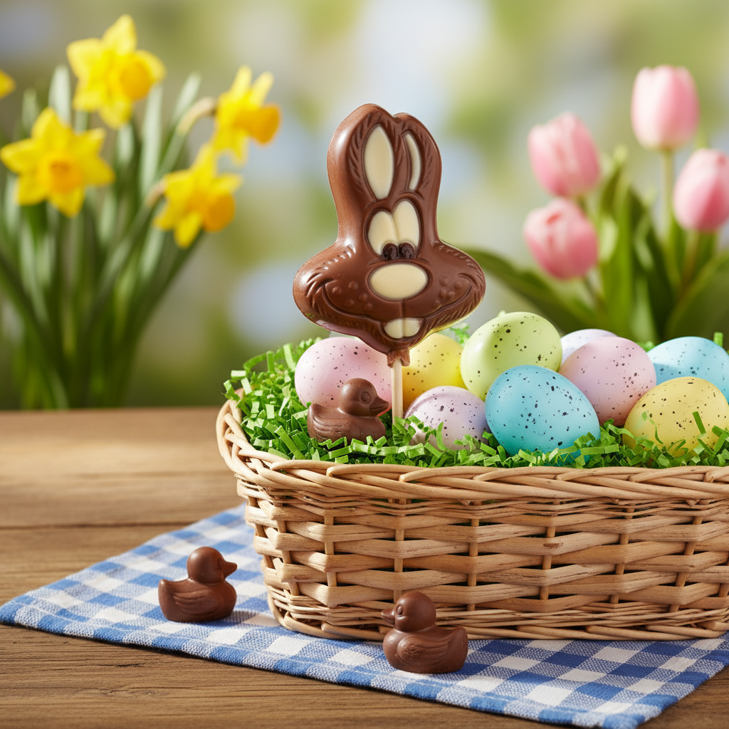 Piruleta de conejito de chocolate con leche 15g